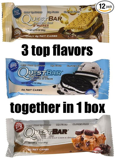 3 Top Flavors of Quest Bars in 1 Box